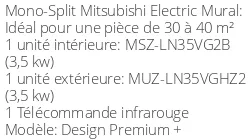 Climatiseur Mural Design Premium + 3,5 kWatts Noir Onyx