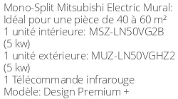 Climatiseur Mural Design Premium + 5 kWatts Noir Onyx