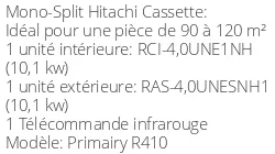Climatiseur Cassette Primairy R410 10,3 kWatts R410