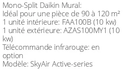 Climatiseur Mural SkyAir Active-series 10,8 kWatts Triphasé