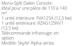 Climatiseur Console SkyAir Alpha-series 12,1 kWatts Monophasé