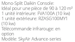 Climatiseur Console SkyAir Advance-series 9,5 kWatts Triphasé