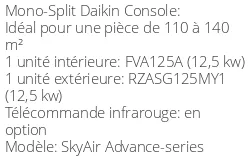 Climatiseur Console SkyAir Advance-series 12,1 kWatts Triphasé