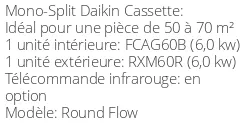 Climatiseur Cassette Round Flow 5,7 kWatts