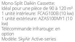 Climatiseur Cassette SkyAir Active-series 9,5 kWatts Triphasé