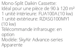 Climatiseur Cassette SkyAir Advance-series Apparente 9,5 kWatts Triphasé