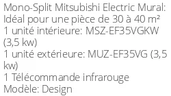 Climatiseur Mural Design 3,5 kWatts Blanc