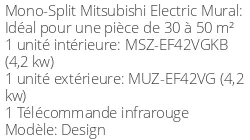 Climatiseur Mural Design 4,2 kWatts Noir