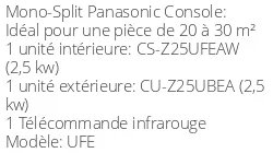 Climatiseur Console UFE 2,5 kWatts