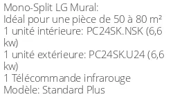 Climatiseur Mural Standard Plus 6,6 kWatts