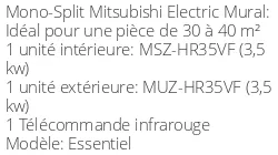 Climatiseur Mural Essentiel 3,5 kWatts Blanc