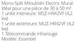 Climatiseur Mural Essentiel 4,2 kWatts Blanc