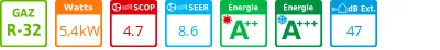 Unité extérieure Multi-split 6,8/5,4 kWatts 3 sorties - Atlantic Fujitsu - Réf : AOYG 18 KBTA3.UE - Product features image