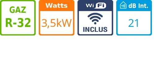 Split mural Design - 3,5 kWatts Argent - Mitsubishi Electric - Réf : MSZ-EF35VGKS - Product features image