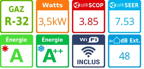 Climatiseur bi split Stylish 3MXM68A9, Tailles 15 + 20 Argent - Product features image