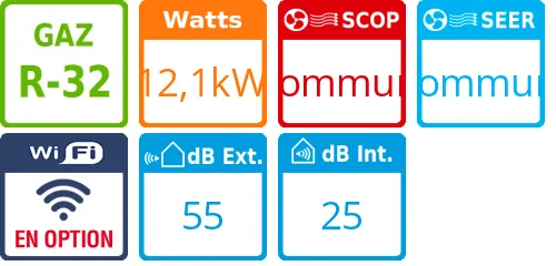 Climatisation gainable PACi NX Séries Standard Inverter+, 12,1 kWatts Triphasé - Product features image