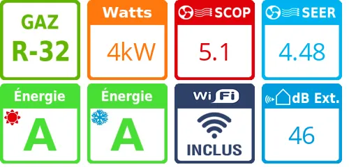 Climatiseur bi split Compact MXZ-2F53VFHZ, Tailles 20 + 20 Blanc - Product features image