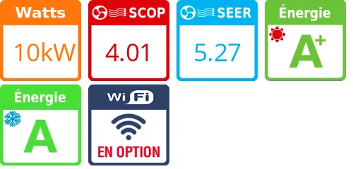 Climatisation gainable Utopia Prime, 10 kWatts Monophasé R410 - Product features image