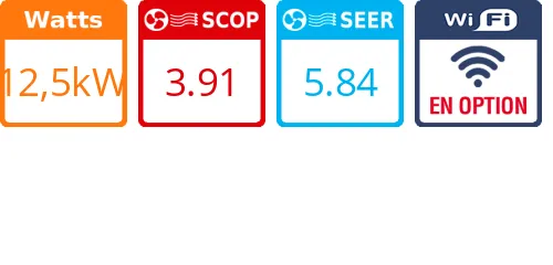 Climatisation gainable Utopia Prime, 12,5 kWatts Triphasé R410 - Product features image