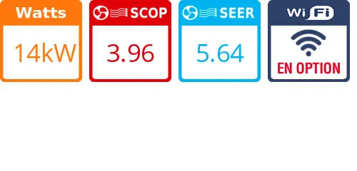 Climatisation gainable Utopia Prime, 14 kWatts Triphasé R410 - Product features image