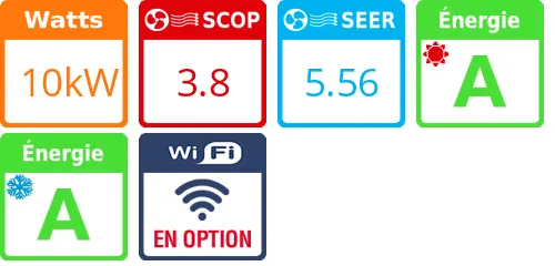 Climatiseur Mural Utopia Prime 10 kWatts Monophasé R410 - Product features image