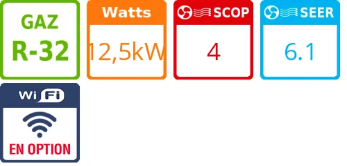 Climatiseur Cassette Utopia Prime 12,5 kWatts Monophasé - Product features image
