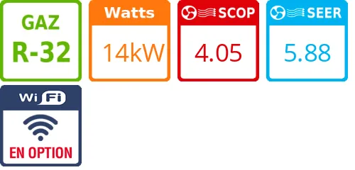 Climatiseur Cassette Utopia Prime 14 kWatts Monophasé - Product features image