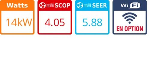 Climatiseur Cassette Utopia Prime 14 kWatts Monophasé R410 - Product features image