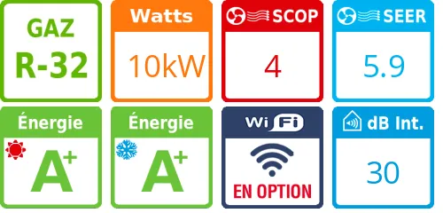 Climatisation gainable Moyenne Pression, 10 kWatts Monophasé - Product features image