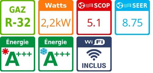 Climatiseur Mural Kazendo Confort Plus 2,2 kWatts - Product features image