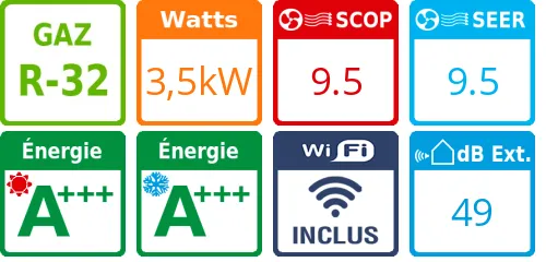 Climatiseur Mural Design Premium 3,5 kWatts Rouge Rubis - Product features image