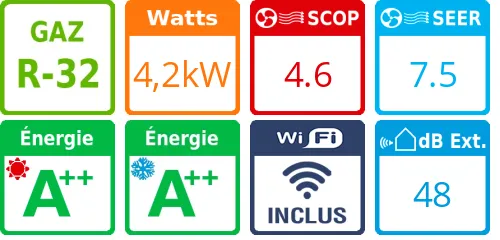 Climatiseur Mural Emura 3 4,2 kWatts Noir - Product features image