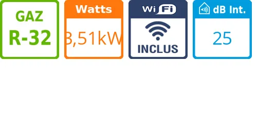 Split mural Fair 12 - 3,51 kWatts Blanc - Gree - Réf : 3NGR0516 - Product features image