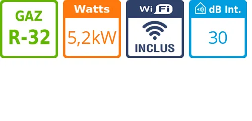 Split mural Fair 18 - 5,2 kWatts Blanc - Gree - Réf : 3NGR0521 - Product features image