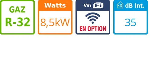 Plafonnier Grandes Puissances - 8,5 kWatts - Atlantic Fujitsu - Réf : ABYG 30 KRTA.UI - Product features image