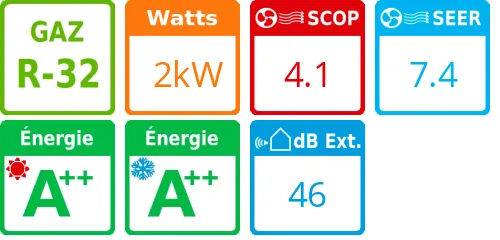 Unité extérieure Takao M2 Confort 2 kWatts - Atlantic Fujitsu - Réf : AOYG 7 KMCC.UE - Product features image