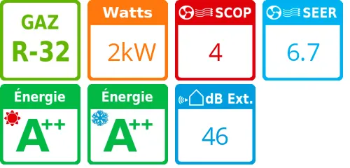 Unité extérieure Takao M1 Initiale 2 kWatts - Atlantic Fujitsu - Réf : AOYG 7 KPC.UE - Product features image