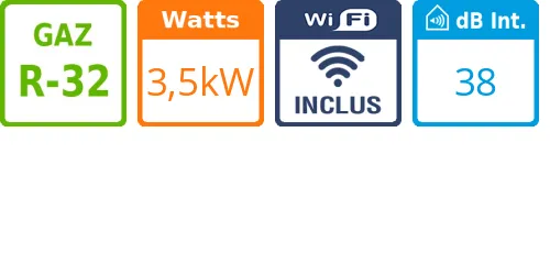 Split mural Energy Pro Plus - 3,5 kWatts - Hisense - Réf : QG35XV2AG - Product features image