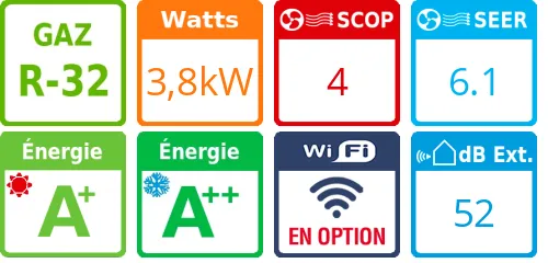 Climatiseur Mural Easy Smart, 3,8 kWatts - Product features image