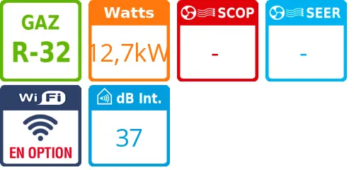 Climatiseur Cassette 4 voies 900x900, 12,7 kWatts Monophasé - Product features image