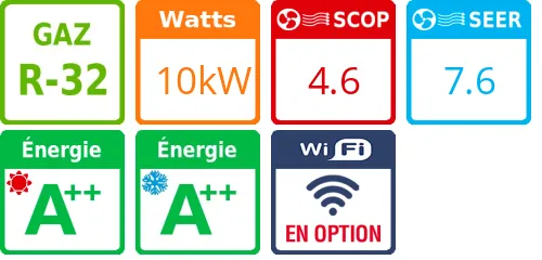 Climatiseur Cassette 360 HEE, 10 kWatts Monophasé - Product features image