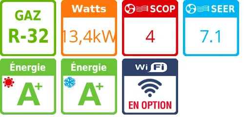 Climatisation gainable Moyenne Pression HEE, 13,4 kWatts Triphasé - Product features image