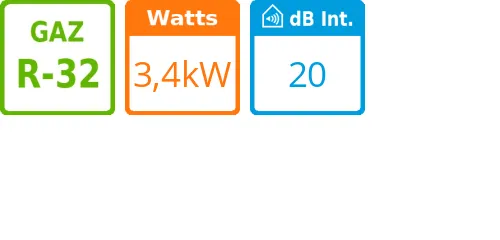 Split mural Takao M2 Confort - 3,4 kWatts - Atlantic Fujitsu - Réf : ASYG 12 KMCE.UI - Product features image