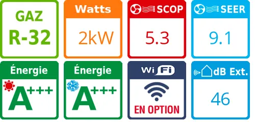 Climatiseur Mural Takao M3 Confort Plus, 2 kWatts - Product features image