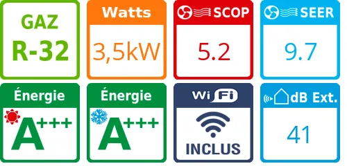 Climatiseur Mural Daiseikai 10, 3,5 kWatts Blanc - Product features image