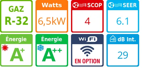 Climatiseur Mural Naka, 6,5 kWatts - Product features image