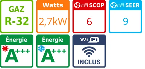 Climatiseur Mural Amber, 2,7 kWatts - Product features image
