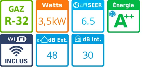 Climatisation gainable U-Match CDT 12, 3,5 kWatts Monophasé - Product features image