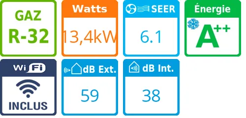 Climatisation gainable U-Match CDT 48, 13,4 kWatts Triphasé - Product features image