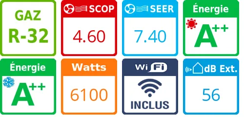 Climatisation Inverter Mitsubishi MSZ-AP60VGK + MUZ-AP60VG - Product features image